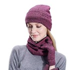 Women Men Knit Warm Beanie Hat And Scarf  touch Screen Gloves Set Winter 2025
