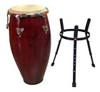 Factory Blem Zenison 11  Conga Drum With Basket Stand Latin Percussion Red Wine