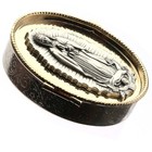 Our Lady Of Guadalupe Gold-tone Oval Rosary Box pill Box Made In Italy