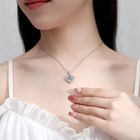 925 Sterling Silver Heart Necklace Bracelet Set Blue Crystal Women Jewelry