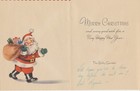 Vintage Artistic Card Santa Claus Christmas Greeting Card Used Mid-century Usa