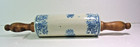 Ant  Vtg  Brush Mccoy Blue   White Wildflower Stoneware Rolling Pin  15 