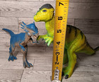 Lot Of 11 Dinosaur Rubber Toys Action Figures Assorted Sizes Ages   Colors Play