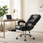 Massage Office Chair Reclining Executive Desk Chair W  Heat Footrest Leather