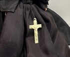 Catholic Nun Doll 8  Vintage Hard Plastic Sleepy Blinking Eyes Crucifix 1950 s