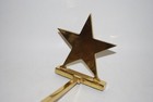 Set Of Solid Brass 5   point Star Stocking Holders     Vintage Brass     Rare
