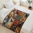 Floral   Cat Microplush Fleece Throw Blanket Lightweight Extra Soft 50x60 60x80