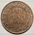 1906 Canada Canadian Large One 1 Cent King Edward Vii Coin  Free Shipping 