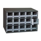 Akro-mils 19715 Drawer Bin Cabinet W  15 Drawers  Gray  Steel polystyrene  17
