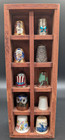 Small Vintage Thimble Wooden Display Rack With Vintage Thimble Lot