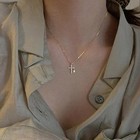 1ct Round Cut White Real Moissanite Women s Cross Pendant 14k Yellow Gold Plated