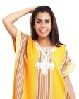  Moroccan Kaftan Caftan Beach Cover Up Summer Dress Casual Linen Sm-lg Yellow