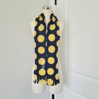 Navy yellow Fleece Fringe Polka Dot Scarf Cozy Festive Ski Two-tone