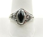 Sterling Silver 3 0 Ct Black Onyx Cabochon Filigree Ring - Free Gift Packaging