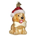 Old World Christmas Jolly Pup With Santa Hat Glass Ornament Free Box 3 75 Inch