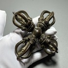 Tibetan Brass Vajra Dorje Five Prong Cross Buddhist Ritual Tool Ornament
