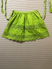 Vtg German Austrian Dirndl Apron Green Embroidered Eyelet Oktoberfest Cottagecor