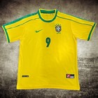 Kids R9  1998 Brazil National Team Away Jersey Set   Soccer Shirt   Shorts Kit