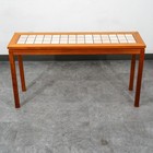 Mid Century Danish Modern End Table Side Entryway Console Wide Tile Teak Wood