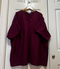 Landau Men s Burgundy V-neck Unisex Scrub Top Medical Healthcare Est Xxl