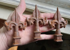 3 Vintage Cast Iron Fleur De Lis Decorative Fence Topper Finials