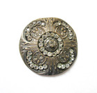 Antique Hatpin Large Embossed Brass With Rhinestones