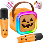 Kids Karaoke Machine Portable Mp3 Player With Wireless Microphones Halloween