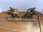 Pair Vintage Art Deco Leaping Gazelle Cast Iron Statues 7    Tall Book Ends