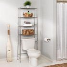 4-tier Over-the-toilet Storage Shelf  Neutral Chrome Finish  24 w X 68 h X 11 d