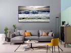 Ocean Sea Waves Sunset Beach Canvas Wall Art Framed Print 40x20   Framed Ocea   
