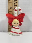 Vtg Lefton Christmas Tiny Angel Girl Pixie Elf Candy Cane Bell Figurine 3 Inch