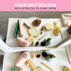 Makeup And Salon Set - Wooden Pretend Play Beauty Play Makeup Kit With Styling T