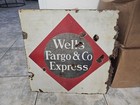 Antique Wells Fargo   Co Express 1930s Orig 21x21  Porcelain Sign Enamel 2 Sided
