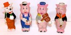Scarce Pristine Disney 1930s 3 Little Pigs Musicians big Bad Wolf Bxd Bisque Set