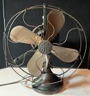 Antique 1920 Ge 75423 12    4 Brass Blade Stationary Desk Fan 3 Speeds Works
