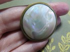 Vintage Button large Iridescent Mop In Metal paris Back Mark  1-1 2  Across m19