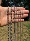 Real Solid 925 Silver W  Rhodium Finish Rope Chain 1 5-6mm Necklace Mens Ladies