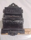 Cast Iron Matchstick Holder Double Pocket Wall Mount Hinged Lid Vintage 