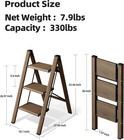 Hillhutapex 3 Step Stool  Aluminum Foldable Step Ladder  Lightweight Stable Stoo