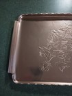 Arthur Armour Hammered Aluminum Gold Tray With Handles Roses 10 x16 5 