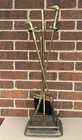Vintage Mcm Brass Duck Head Fireplace Tool Set 1960s Mallard 3 Tools W  Stand