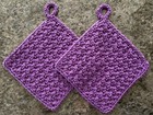 Set Of 2 Hand Crocheted Washcloths Hanging Dishcloths 100  Cotton Choose Color 