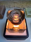 Antique Faceted Cut-glass Inkwell With Brass Banding Mushroom Top