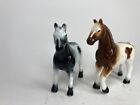 Porcelain Horse Figurines Pair Brown   Black Vintage Japan Small 4x3   