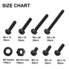 M3 Black Nylon Plastic Pan Round Head Screws  Nut Bolts  Gasket Assortment Kit m