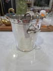 Vintage Silverplated Wine Bottle Ice Bucket W  Thong Home Decor 5 5  Tall 