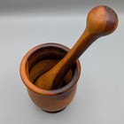 Antique Lignum Vitae Hardwood Mortar And Pestle Solid Carved Apothecary Decor