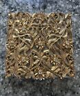 Vintage Volupte Art-deco  Powder Compact Case Gold silver Clear Blue Rhinestones