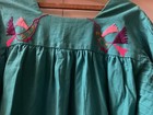 Robins Egg Blue  Mexican Dress  Multi Color Embroidery M Metal Zipper Birds      
