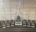 Vintage Decanter Set  6 Shot Cups  Sterling Silver 925 Regal Medallions Barware
